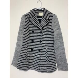 Anthropologie Elevenses Women Size S Black Striped Seafarer Jacket